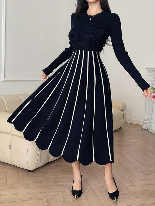 Robe de Suéter Elegante couleur bleu nuit
