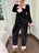 Ensemble de pyjama pour femmes avec nœud en velours, garniture volantée bicolore, automne/hiver