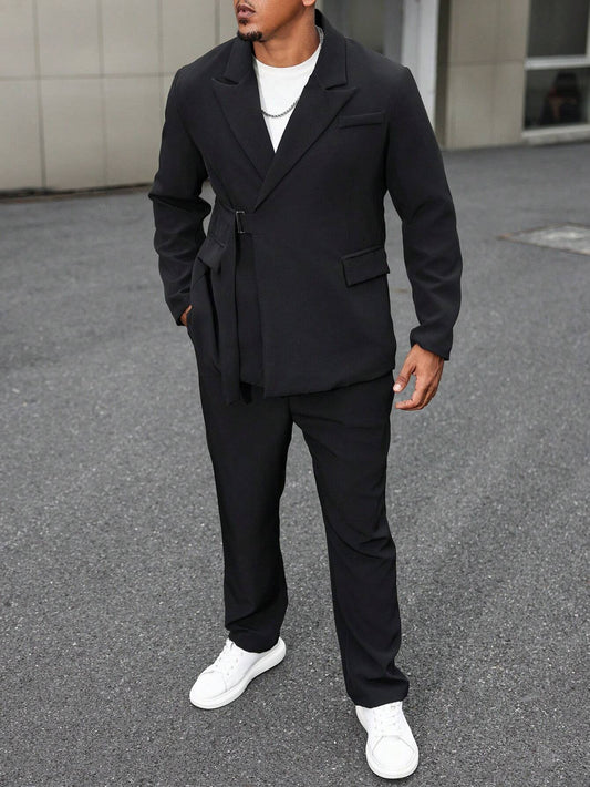 Ensemble de costume décontracté pour homme avec col canon style cavalheiro  pour homme.