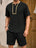 Ensemble chemise à manches courtes et short boutonnés pour homme, couleur unie