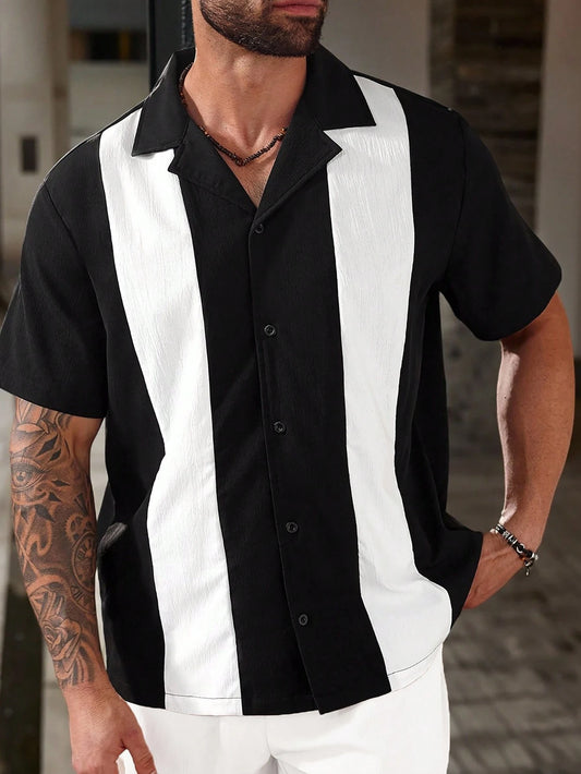 Ensemble Chemise décontractée à simple boutonnage et manches courtes et short .